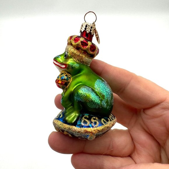 Royal Green Frog Christopher Radko JUST ONE KISS Christmas ornament Lil Gem - Picture 4 of 9